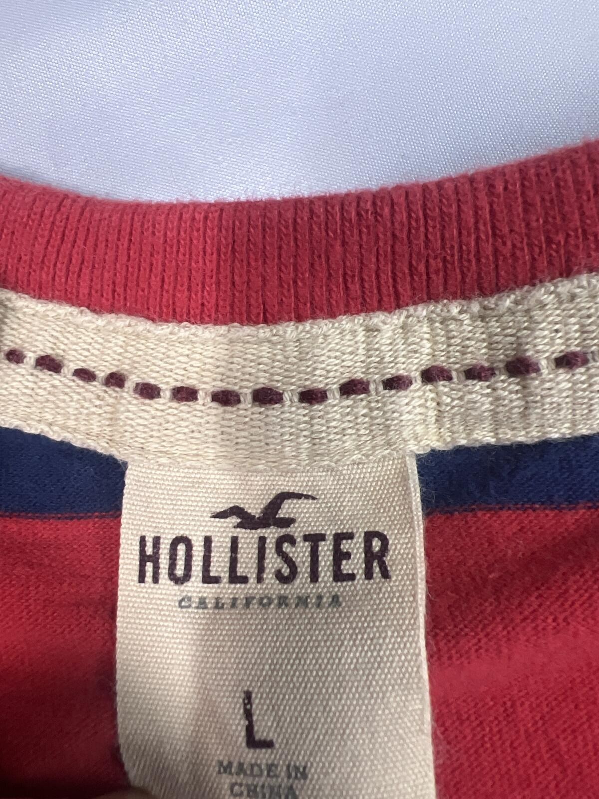 Hco Red and Navy Blue Striped V-Neck T-Shirt gallery