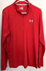 Under Armour Pullover Mens Medium Red HeatGear Quarter Zip Long Sleeve Loose Fit