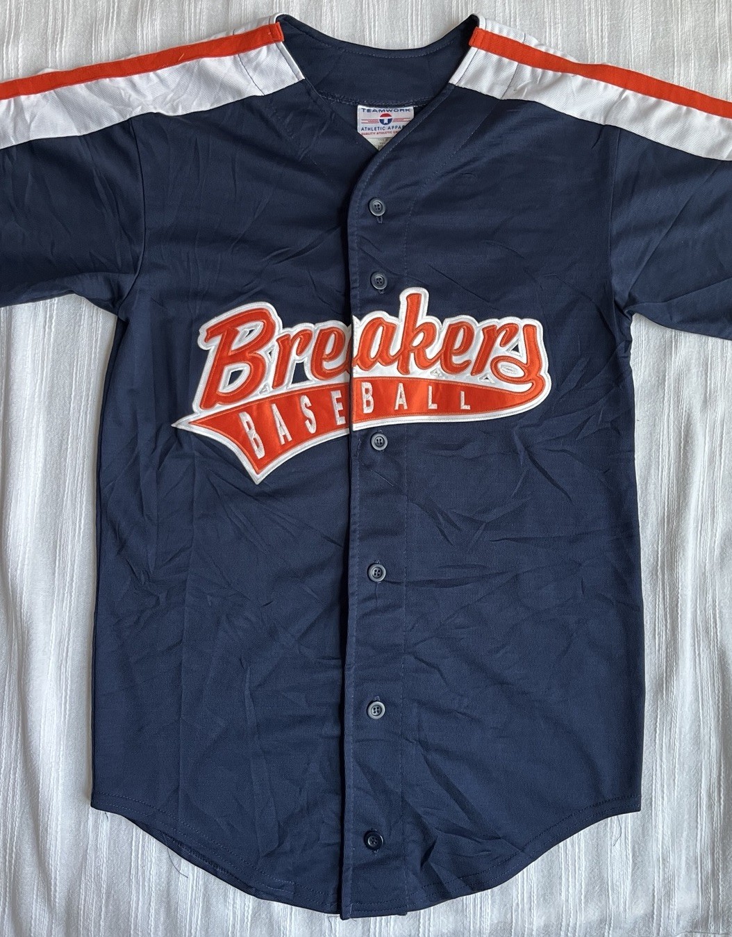 Vintage Teamwork Athletic Apparel Breakers Baseball Jersey Youth Medium (18x29) gallery