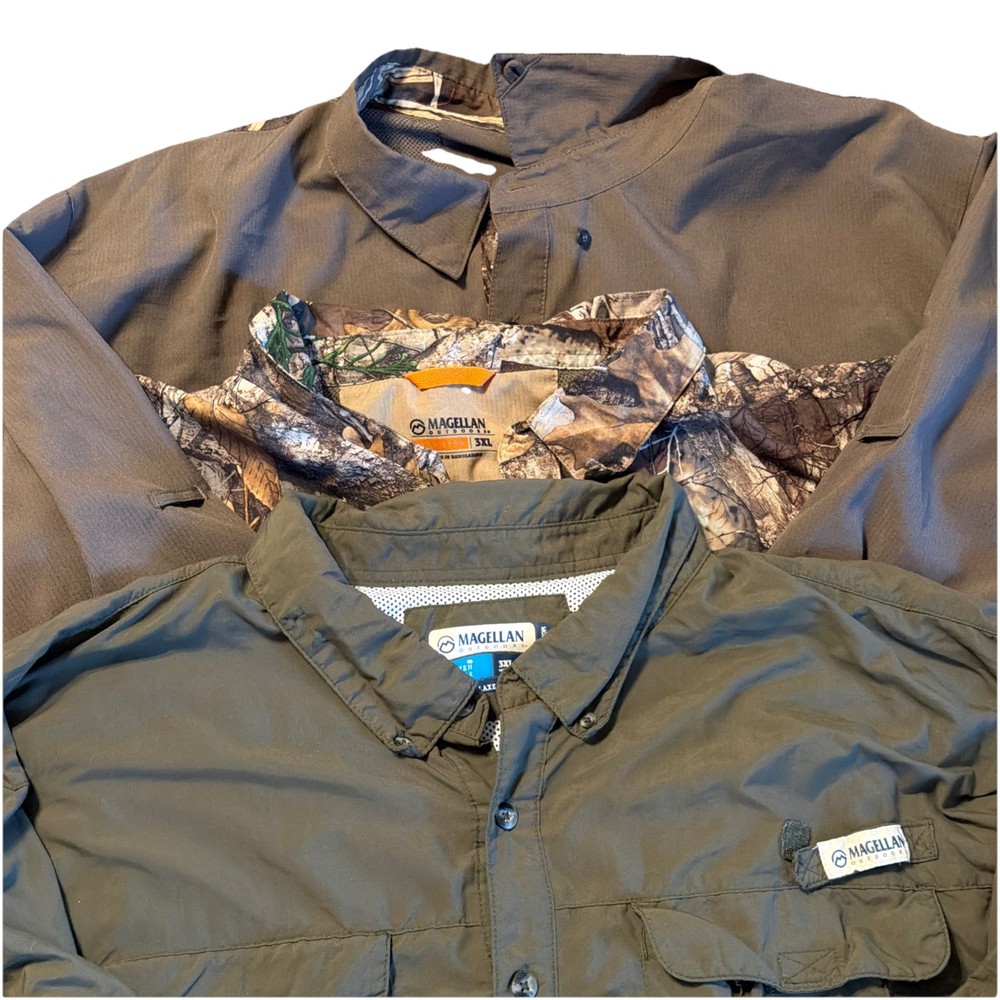 Magellan Outdoors Men's 3XL Size Fish Gear Long and Short Sleeve Shirt Lot of 3