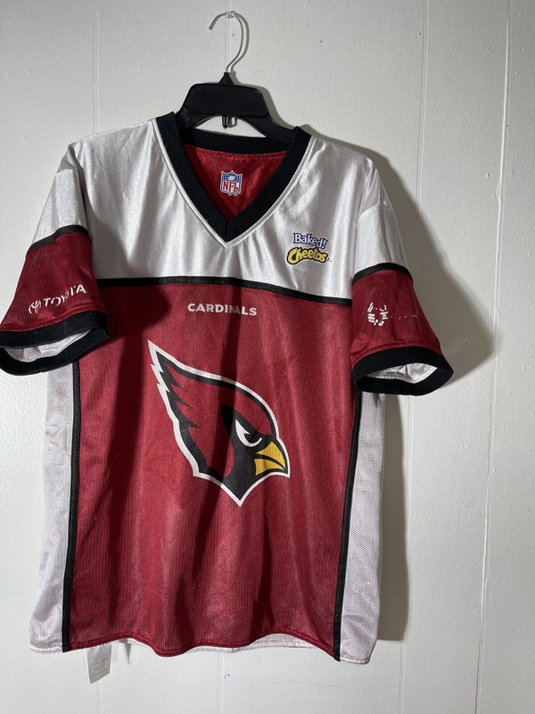 NFL Mens Red White V Neck Jersey Baked Cheetos Red Cardinals - Size L gallery