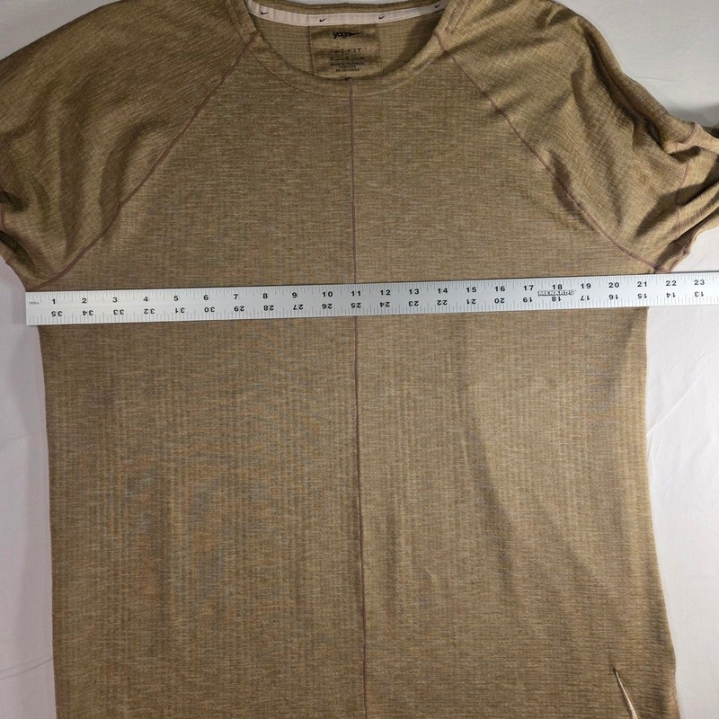 Nike Yoga Dri-Fit Men's Size M Crewneck Long Sleeve Top Tan Active Training gallery