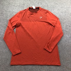 Gymshark Shirt Mens Small Orange Long Sleeve Athletic Training Top Performance