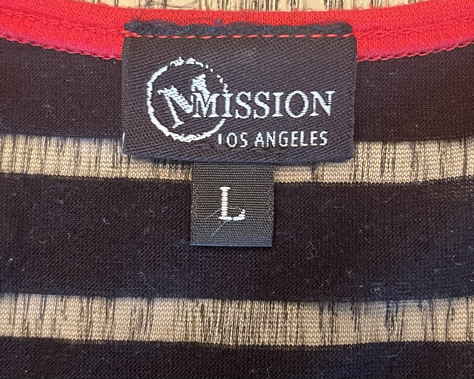 Mission Black & Red Striped Stretch Mesh Tank Top See Thru Sz L Sexy gallery