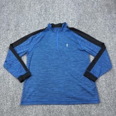 IZOD Golf Pullover Mens XL Blue 1/4 Zip Long Sleeve Colorblock Top Athletic