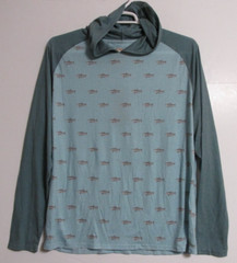 Men’s Jack + Sage Wild Catch UV Tech UPF 50 Sun Hoodie Aqua Heather Size Large