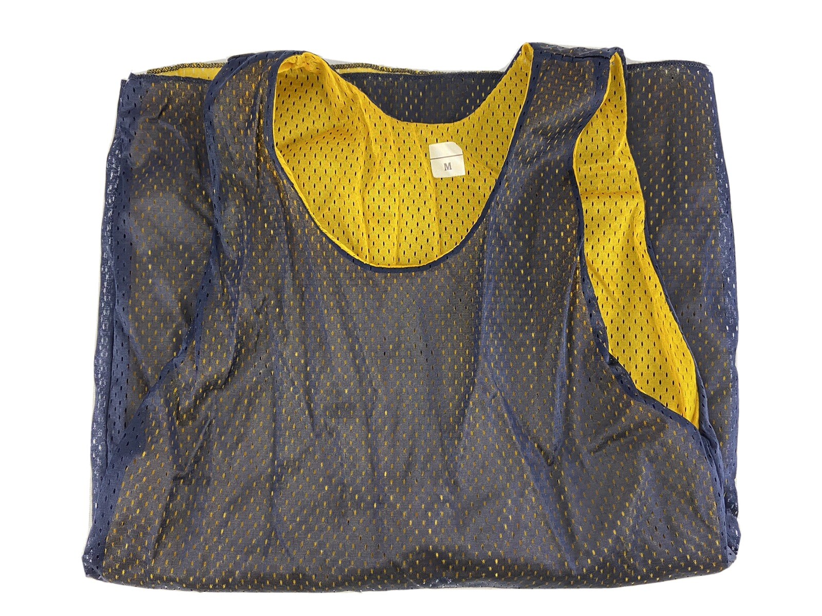 Vintage Sand-Knit MacGregor Reversible Mesh Tank Top Medium Navy Blue Yellow NOS gallery