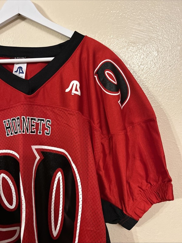 Vintage Sports Belle Inc High school Football Jersey Size L/XL Red Black Hornets gallery
