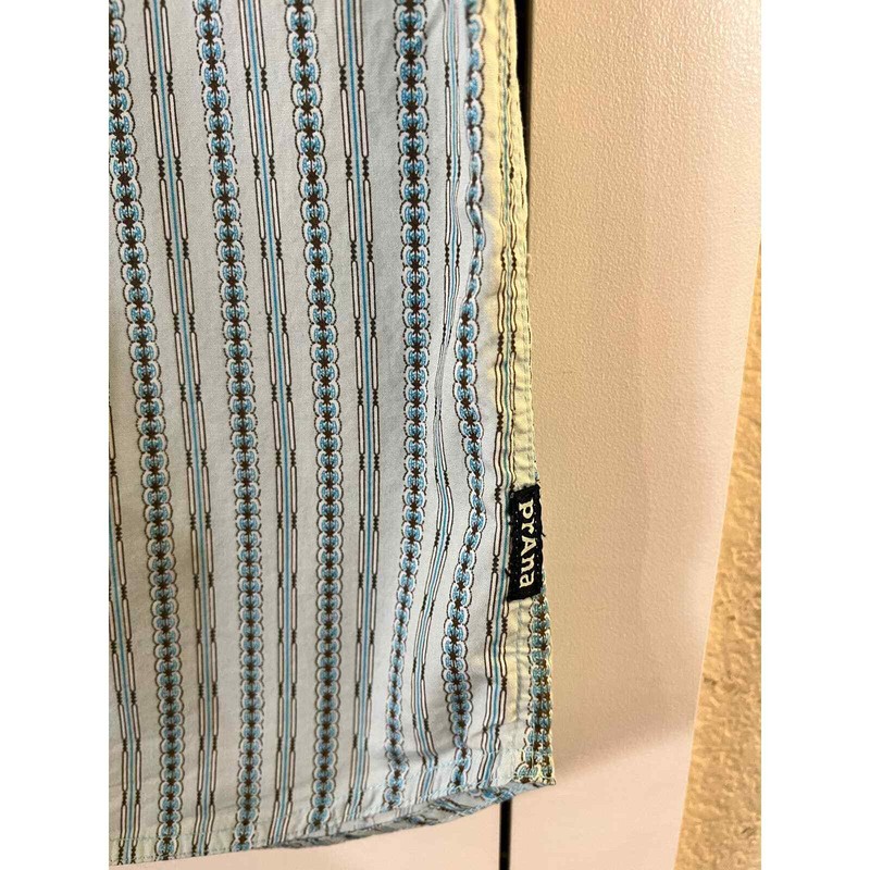 Prana Men’s Striped Casual Button Up Short Sleeve Shirt Small Classic Active gallery