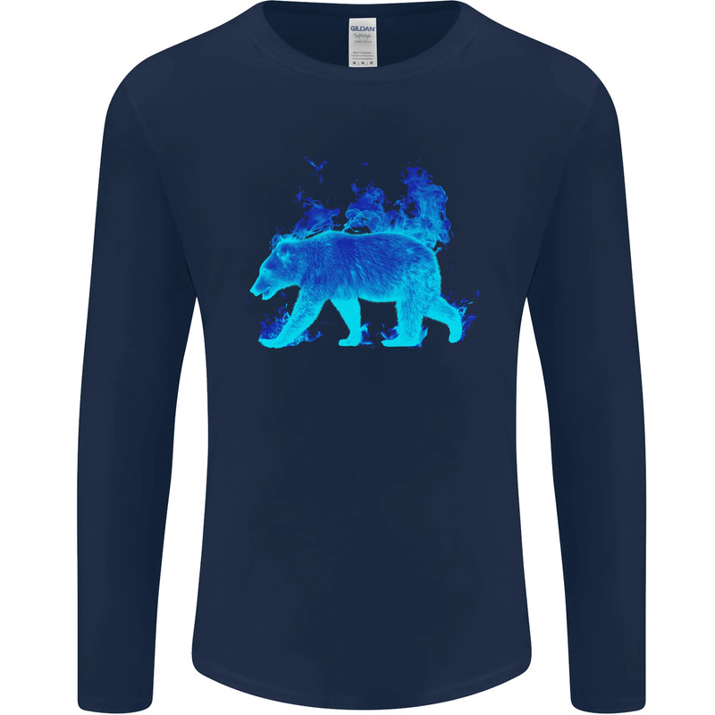 A Blue Flame Grizzly Bear Mens Long Sleeve T-Shirt gallery