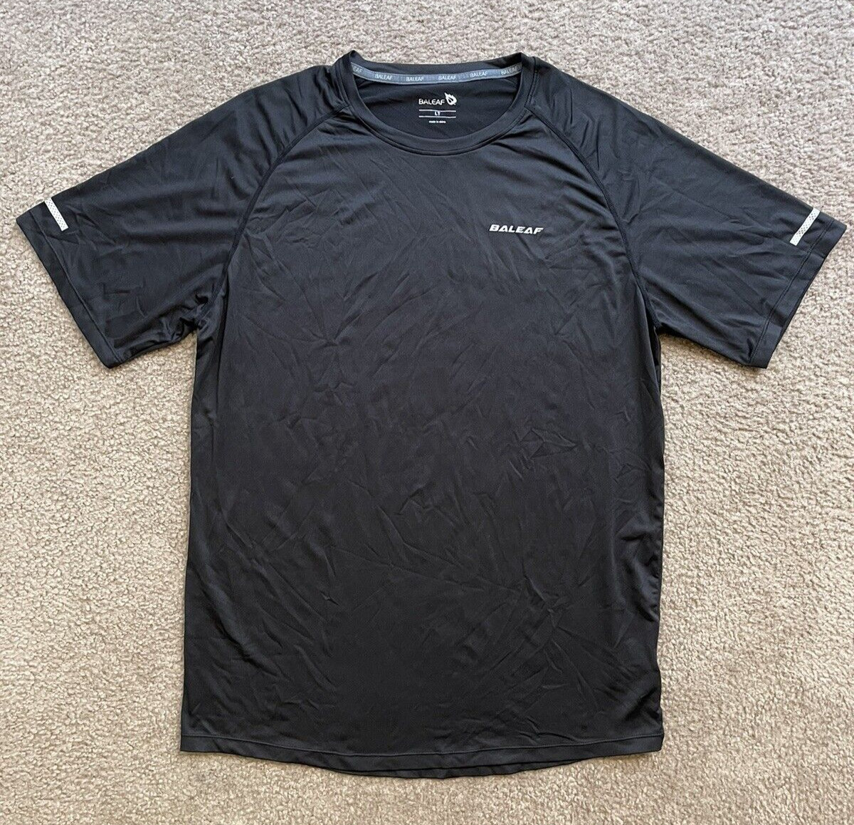 Baleaf Me's Sustainable Line Quick Dry Short Sleeve T-Shirt Black LT Running Tee gallery