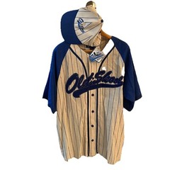 Old School NY 96 Baseball Jersey Button Up Short Sleeve Cap Hat Urban NWT New