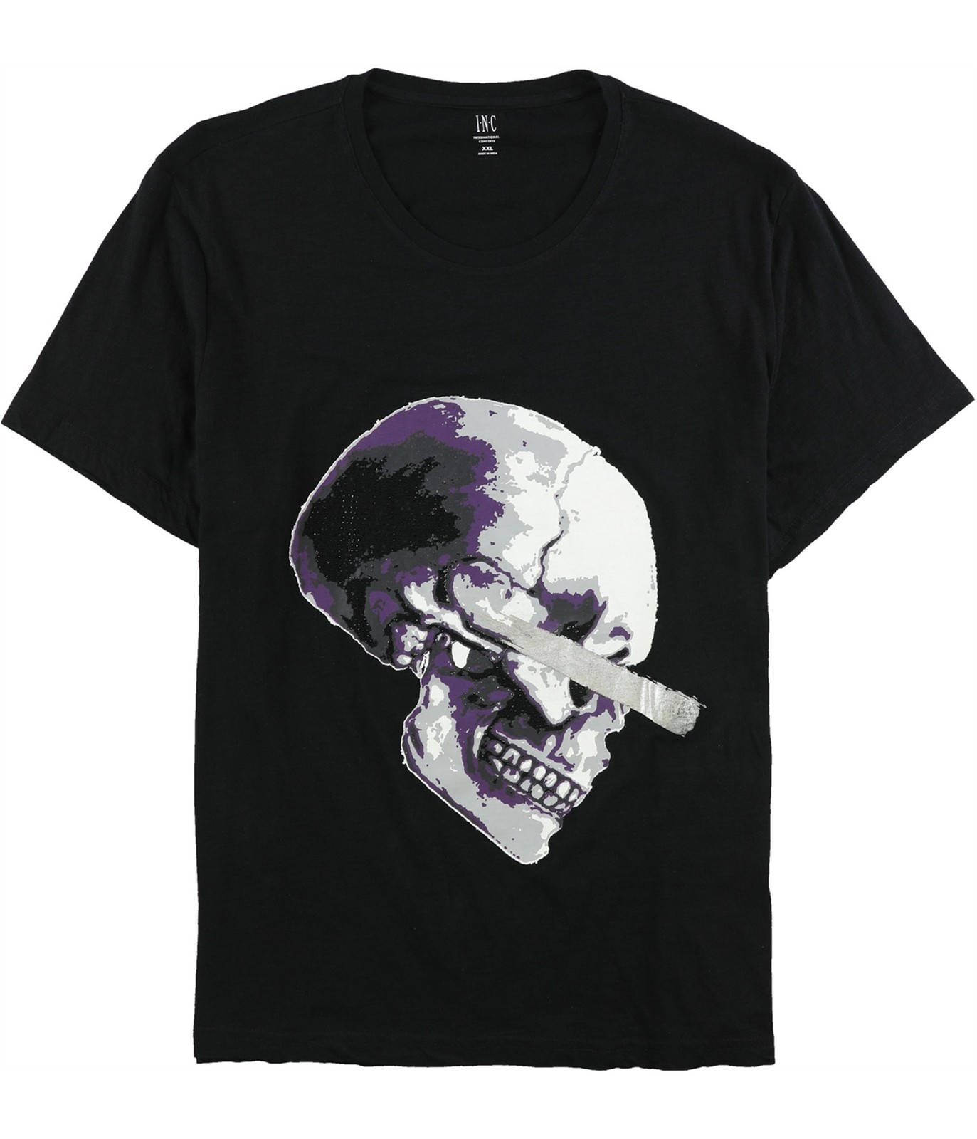 I.N.C Mens Purple & White Skull Graphic T-Shirt gallery