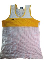 Vtg SUB 4 Mens Running Tank Top Singlet Size L Yellow White Mesh NWT