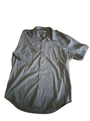 Gray Van Huesen Shirt XL 17- Button Down Short Sleeve Front Pocket