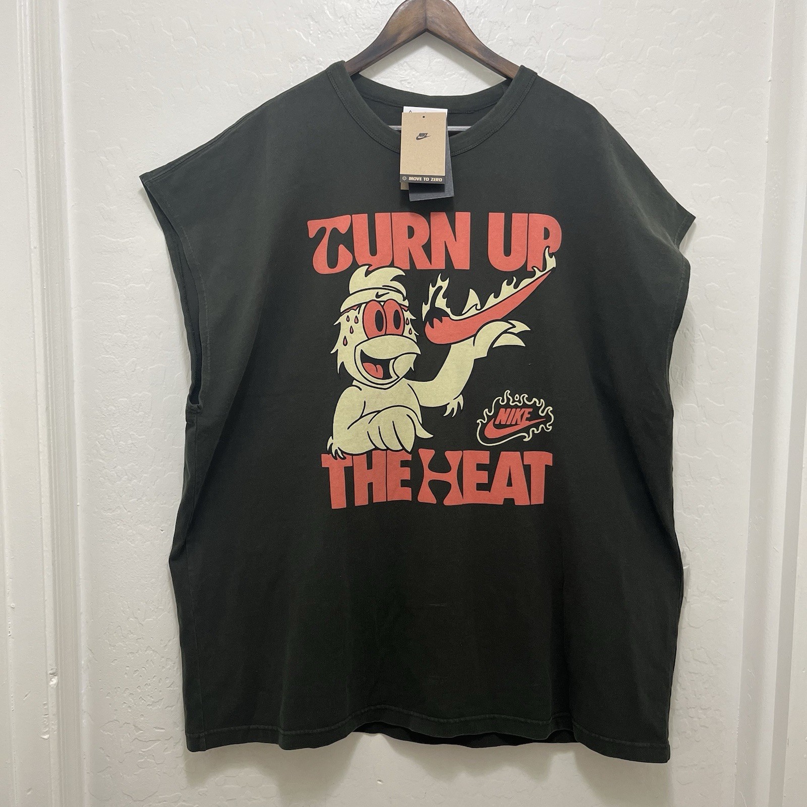 Nike Turn Up The Heat Oversized Sleeveless Graphic Tee Green Muscle Shirt XL gallery