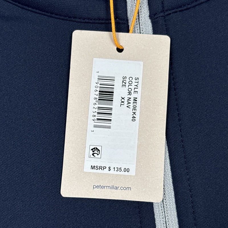 Peter Millar Perth Performance 1/4 Zip Men's 2XL Blue Pullover Golf Preppy NEW gallery
