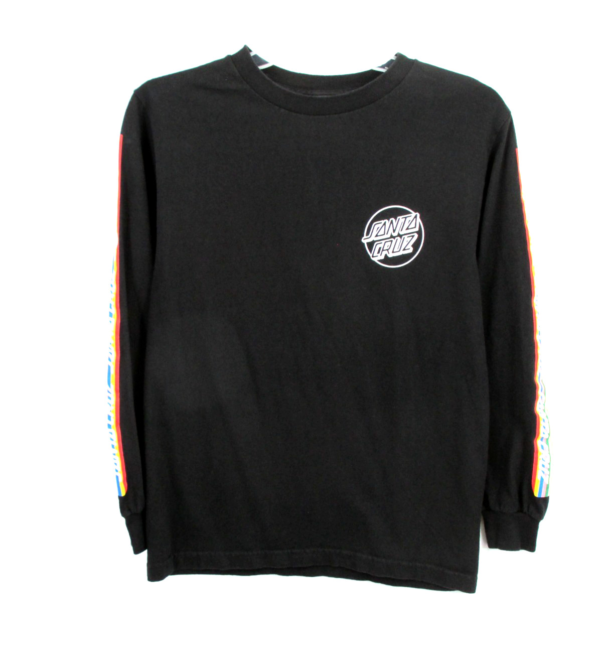 SANTA CRUZ Pullover T-Shirt Youth Small Black Long Stripe Sleeves Logo Beach gallery
