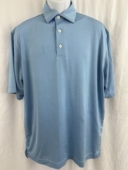Men’s FootJoy light Blue Polo Striped Shirt 88% Polyester, 12% Spandex Large