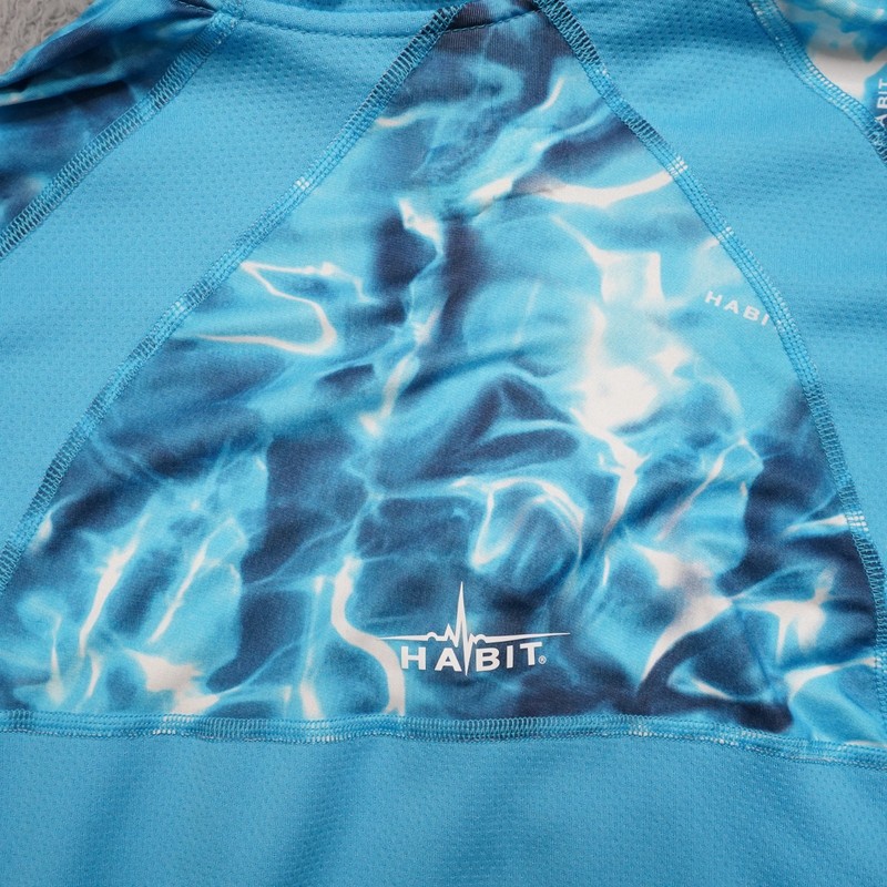 Habit Fishing Shirt Mens S Blue Graphic Water Long Sleeve Hooded Light Sunprotec gallery