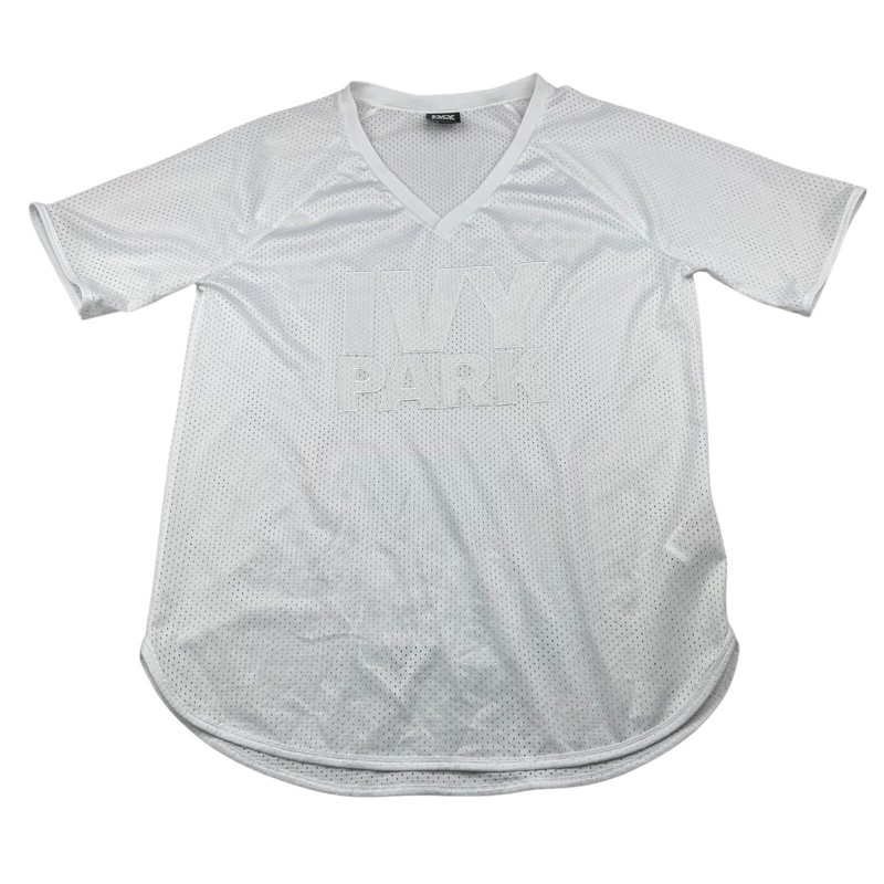 Ivy Park Men’s #04 Embroidered V-Neck Mesh Jersey White • Large gallery