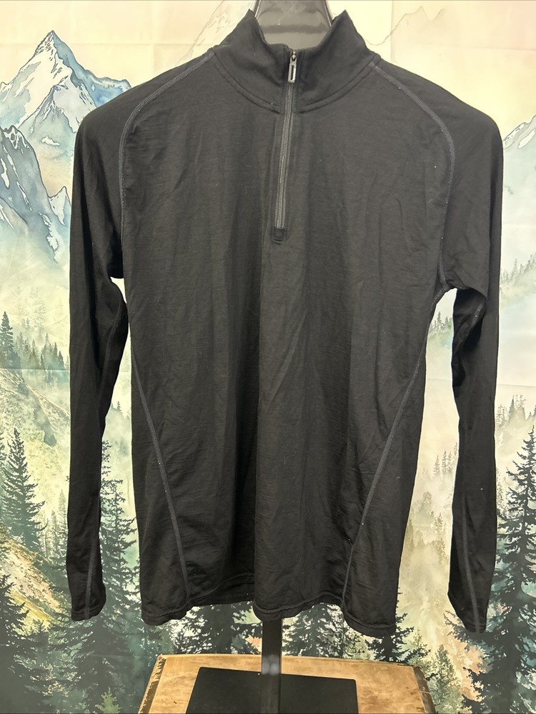 Smartwool 150 Mens Size Medium Long Sleeve 1/4 Zip Base Layer Black