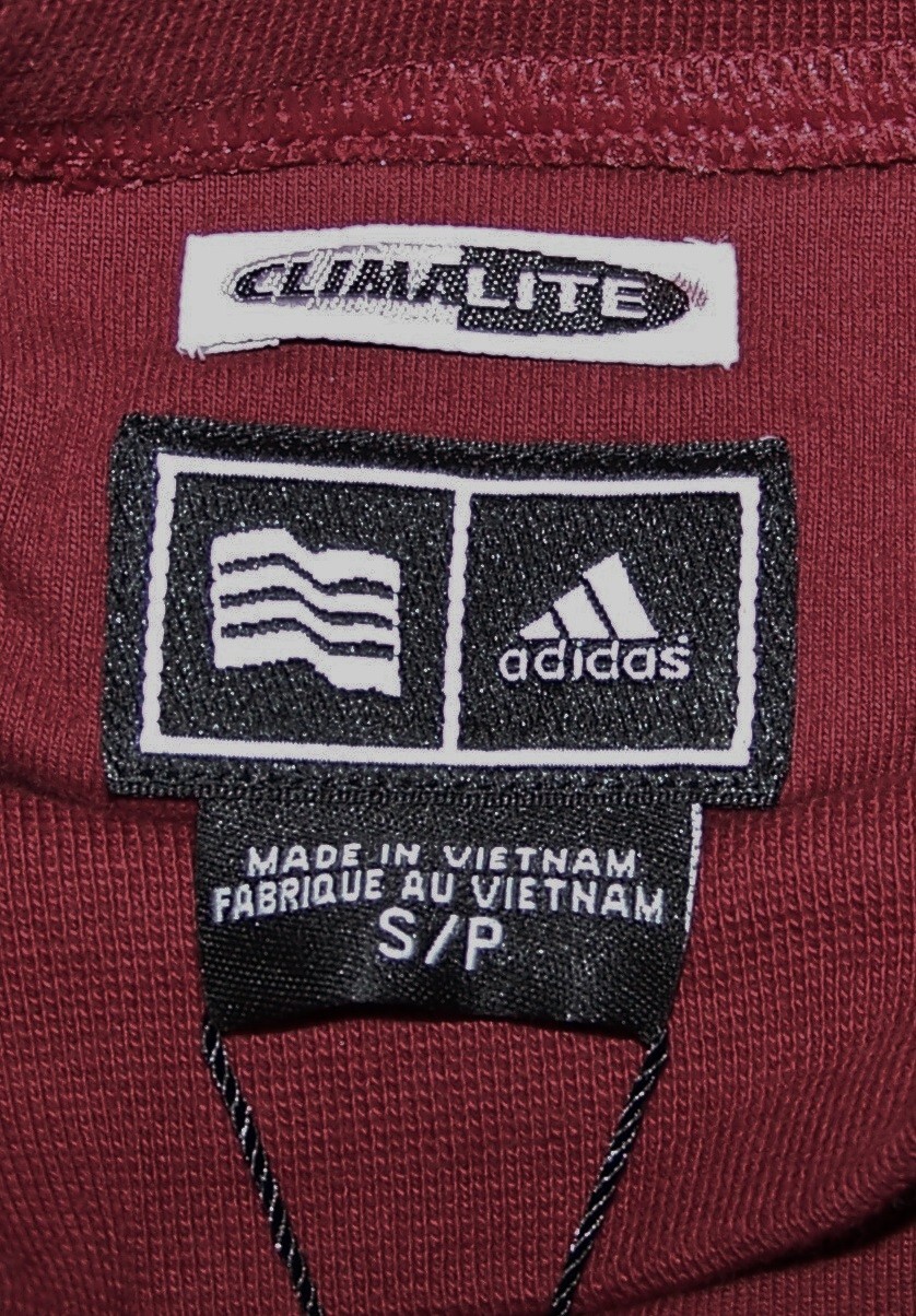 NEW ADIDAS CLIMALITE Cotton & Polyester Long Sleeve Mock Collar Golf Shirt Red S gallery