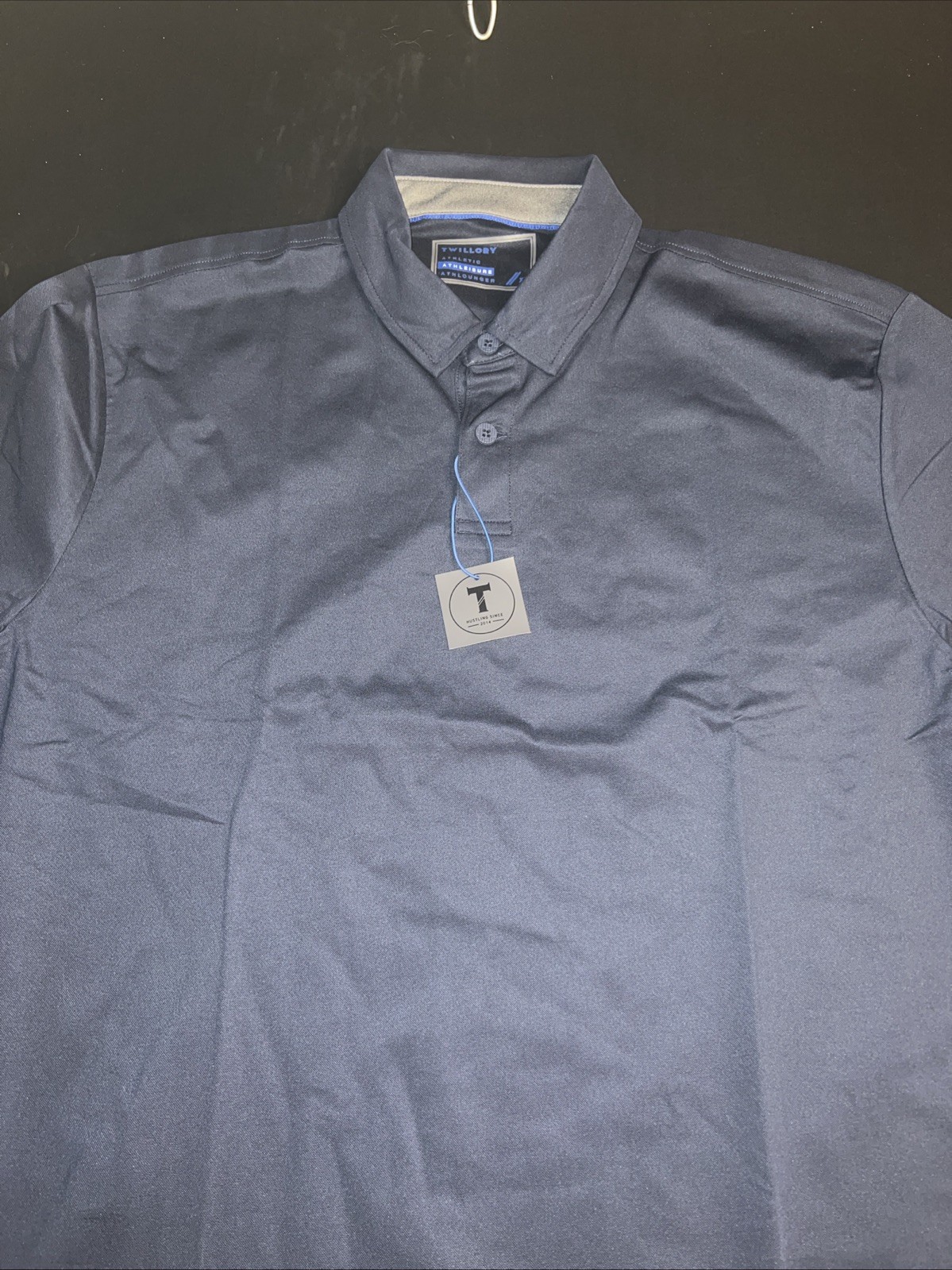 Twillory Shirt Xl Navy Pique Hard Collar Athleisure Pole Short Sleeve gallery