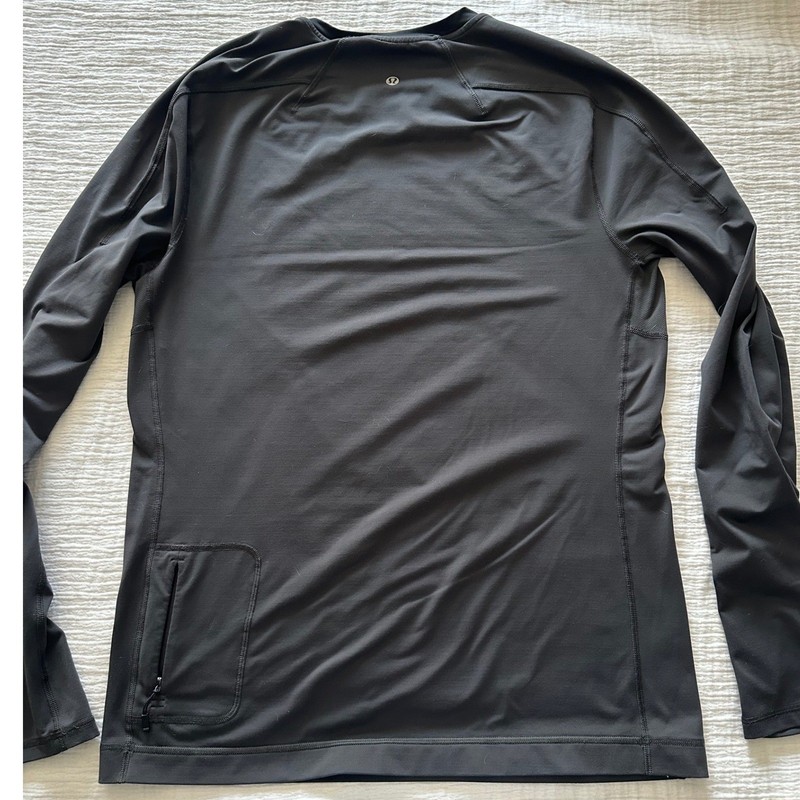 Lululemon Black Long Sleeve Running Training Top Size L Thumbholes Zipper Pocket gallery