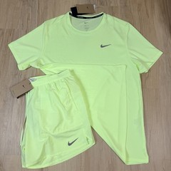 Nike Miler Dri-FIT 2Pc Running Set Men’s Size XL Reflective Green Shirt Shorts