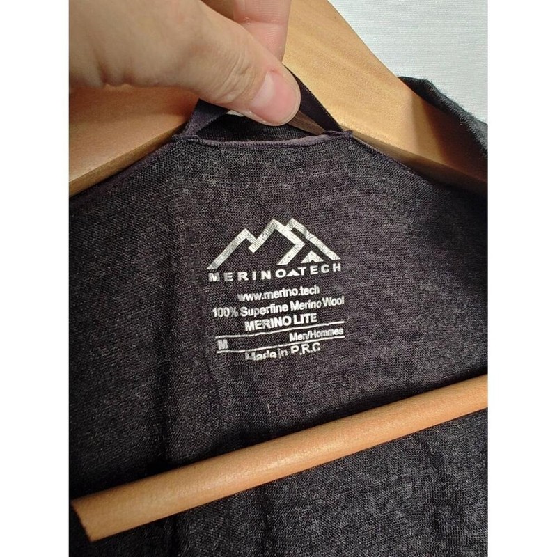 Merino.Tech Merino Half Zip Long Sleeve Pullover Top 165 Wool Charcoal Grey M gallery