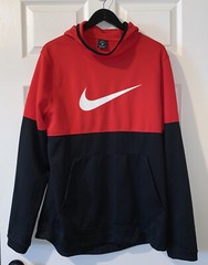 Nike Sweatshirt Mens Sz Large Red Cowl Neck Long Sleeve Pullover Dri Fit