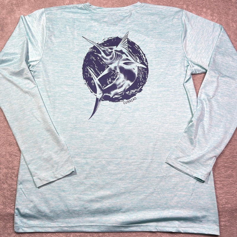 Sea Life Curacao Dri-Fit Marlin Fishing Long Sleeve Men's Shirt 2XL Green gallery