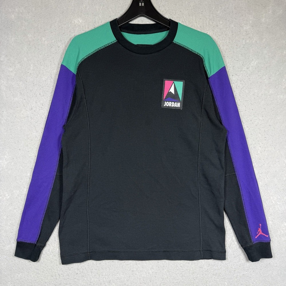 Jordan Mountainside Thermal Shirt Men's Medium Black Green Purple Waffle Knit