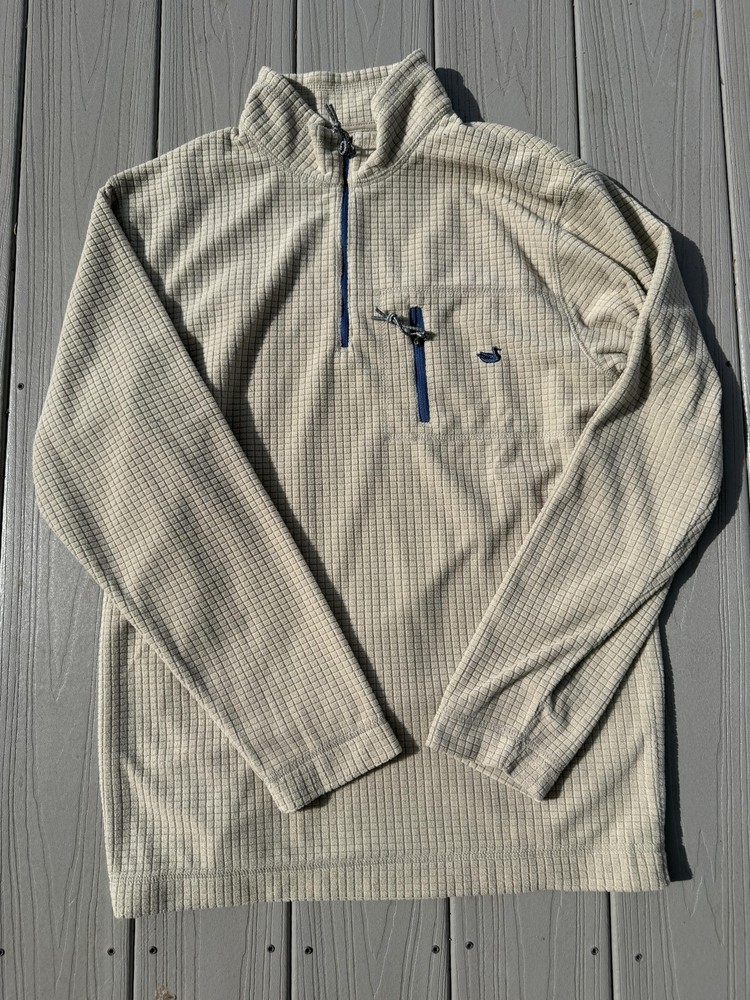 Southern Marsh Pullover Mens Medium Beige Fleece Quarter Zip Mock Neck Casual
