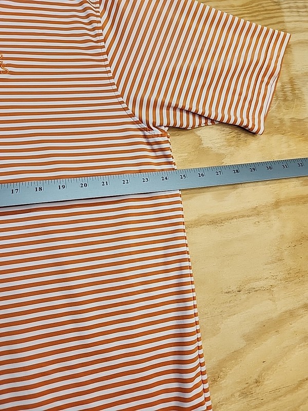 Turtleson Tour Performance 12 Oaks Logo Orange Striped Golf Polo Shirt Mens XL gallery