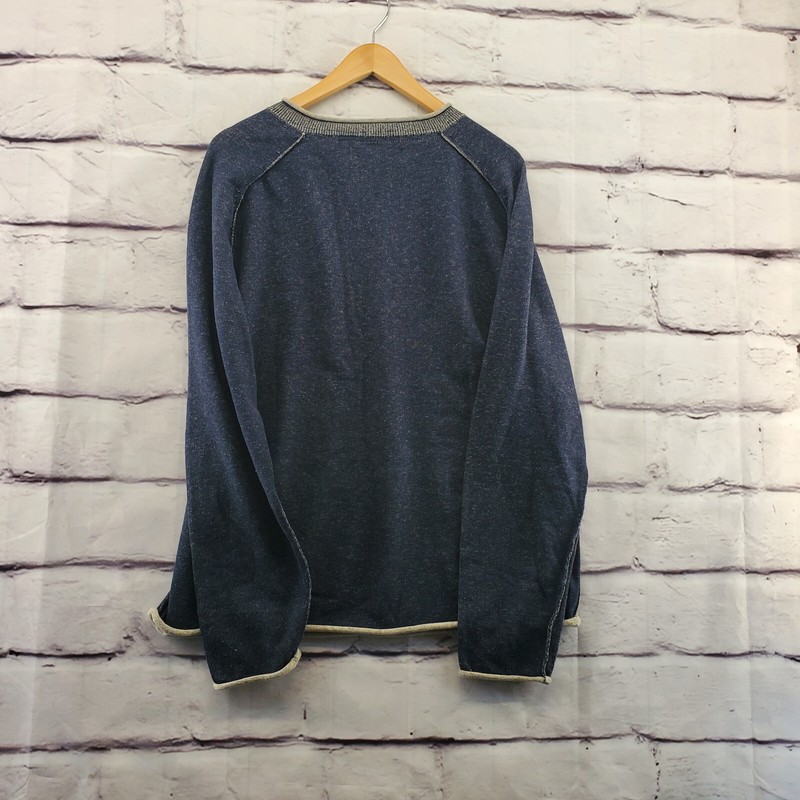 ZENFARI Top Mens XL Pullover Minimalist Long Sleeve Blue Knit Cotton gallery