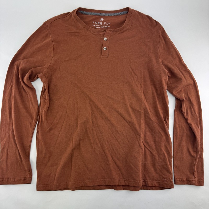 Free Fly Shirt Lot Of 2 Mens M Bamboo Long Sleeve Brown Henley & Blue Pocket Tee gallery