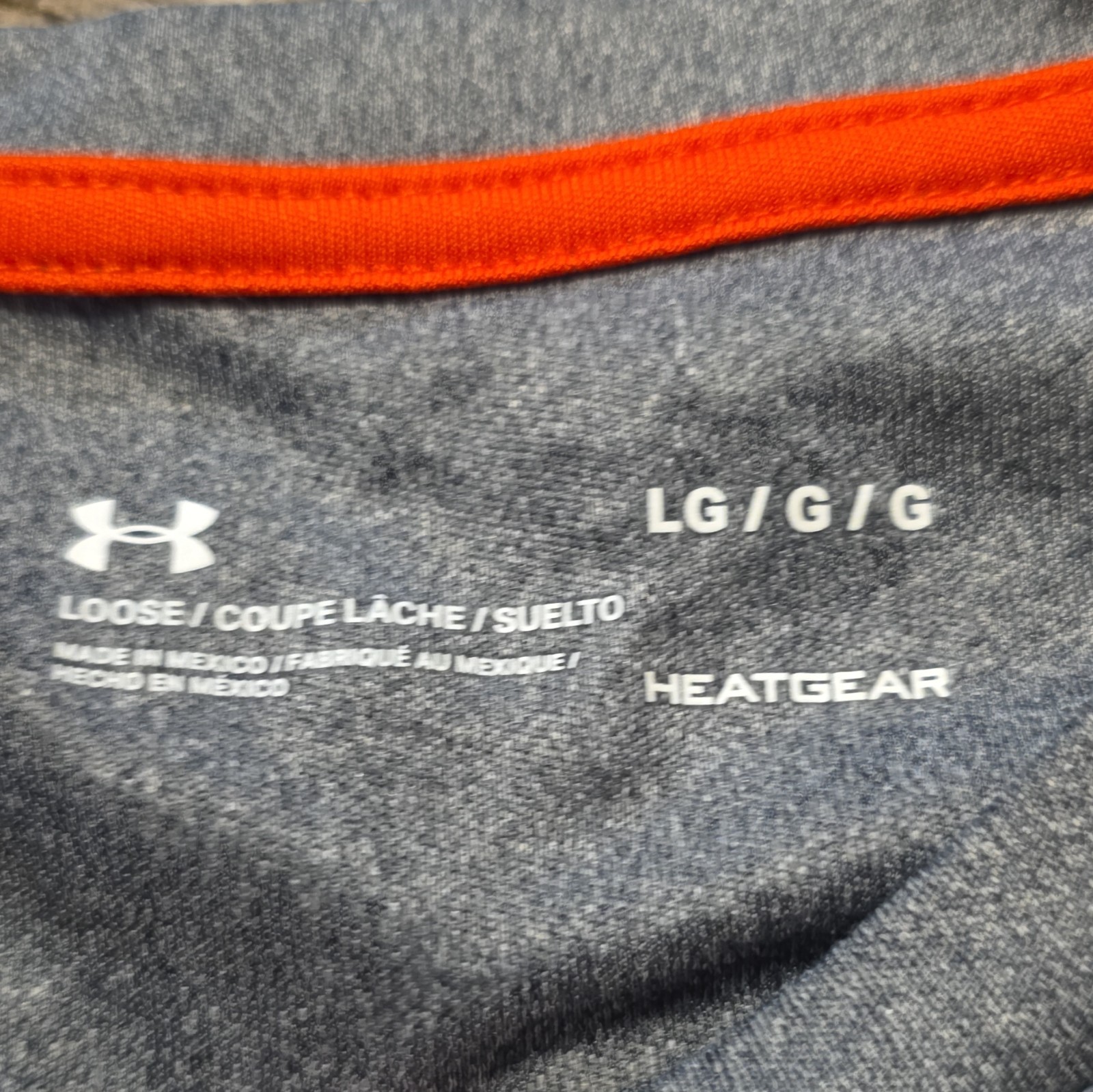 Under Armour Men’s L Gray/Orange Lightweight Polyester Logo Tee Crew gallery