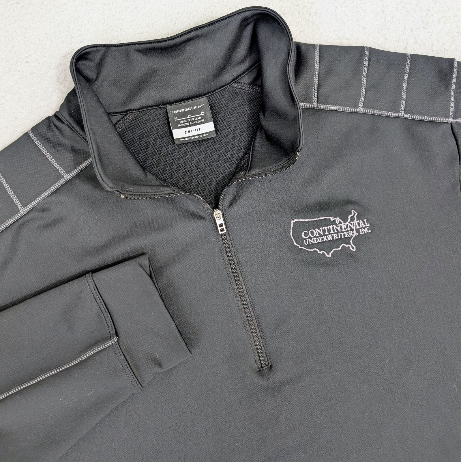 NEW Nike Golf 1/4 Zip Pullover Mens M Black Dri Fit Performance Company Logo gallery