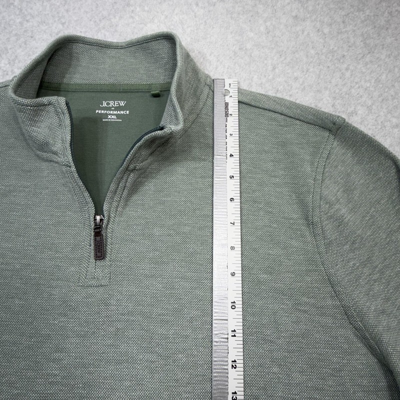 J Crew Performance Birds-Eye 1/4 Zip Pullover Men XXL Green Preppy Casual gallery