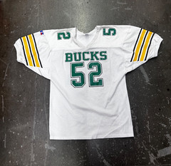 Vintage Russell Athletic BUCKS #52 Men’s XL Football Jersey White Green Mesh USA