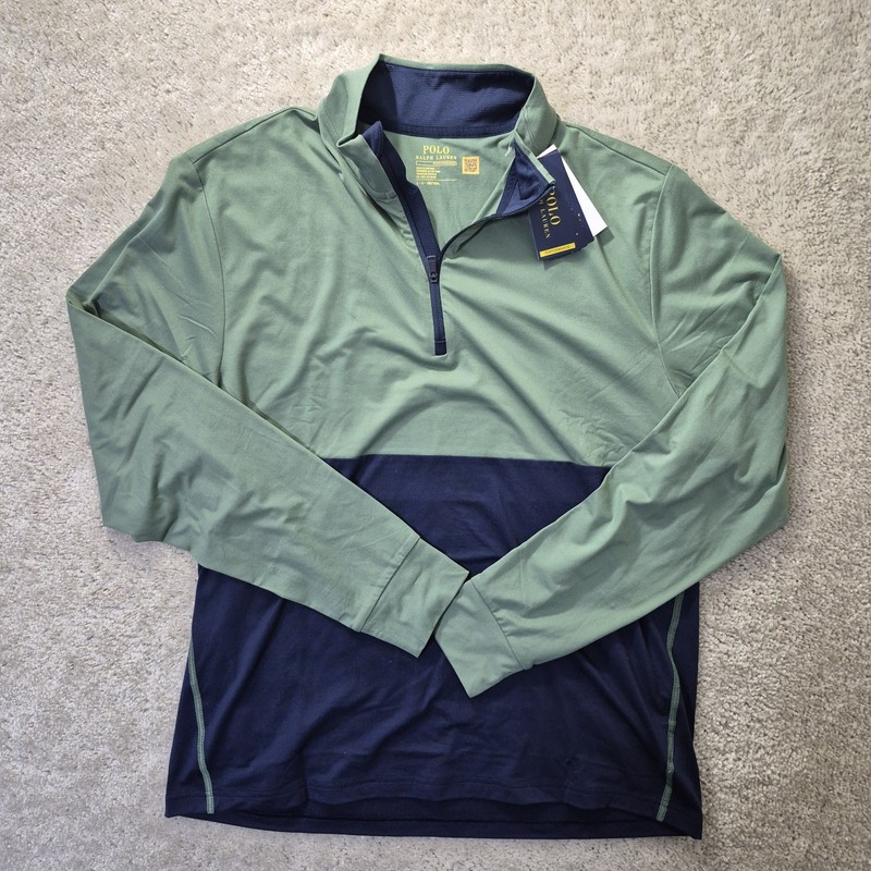 Polo Ralph Lauren Performance Pullover Top Mens Large Green Stretch Outdoor Golf gallery