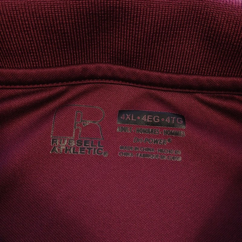 RUSSELL Athletic Shirt Men 4XL/Burgundy/Flex Collar-3 button Henley/Short Sleeve gallery