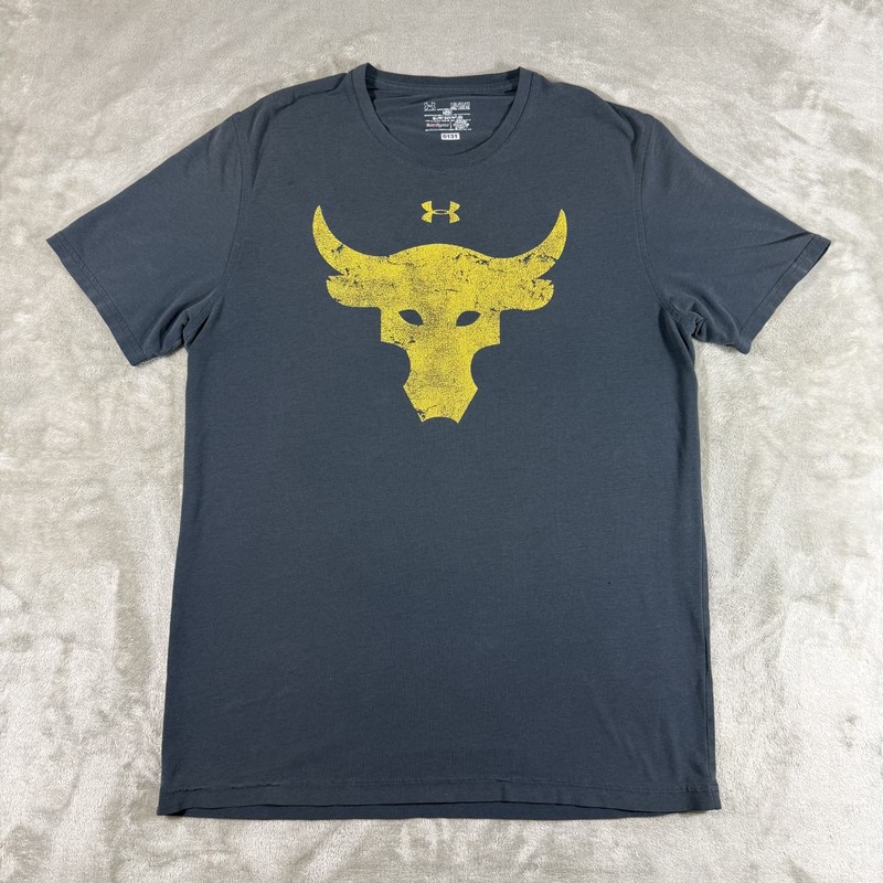 Under Armour Project Rock Bull Logo T Shirt Mens M Gray Loose Fit Short Sleeve gallery