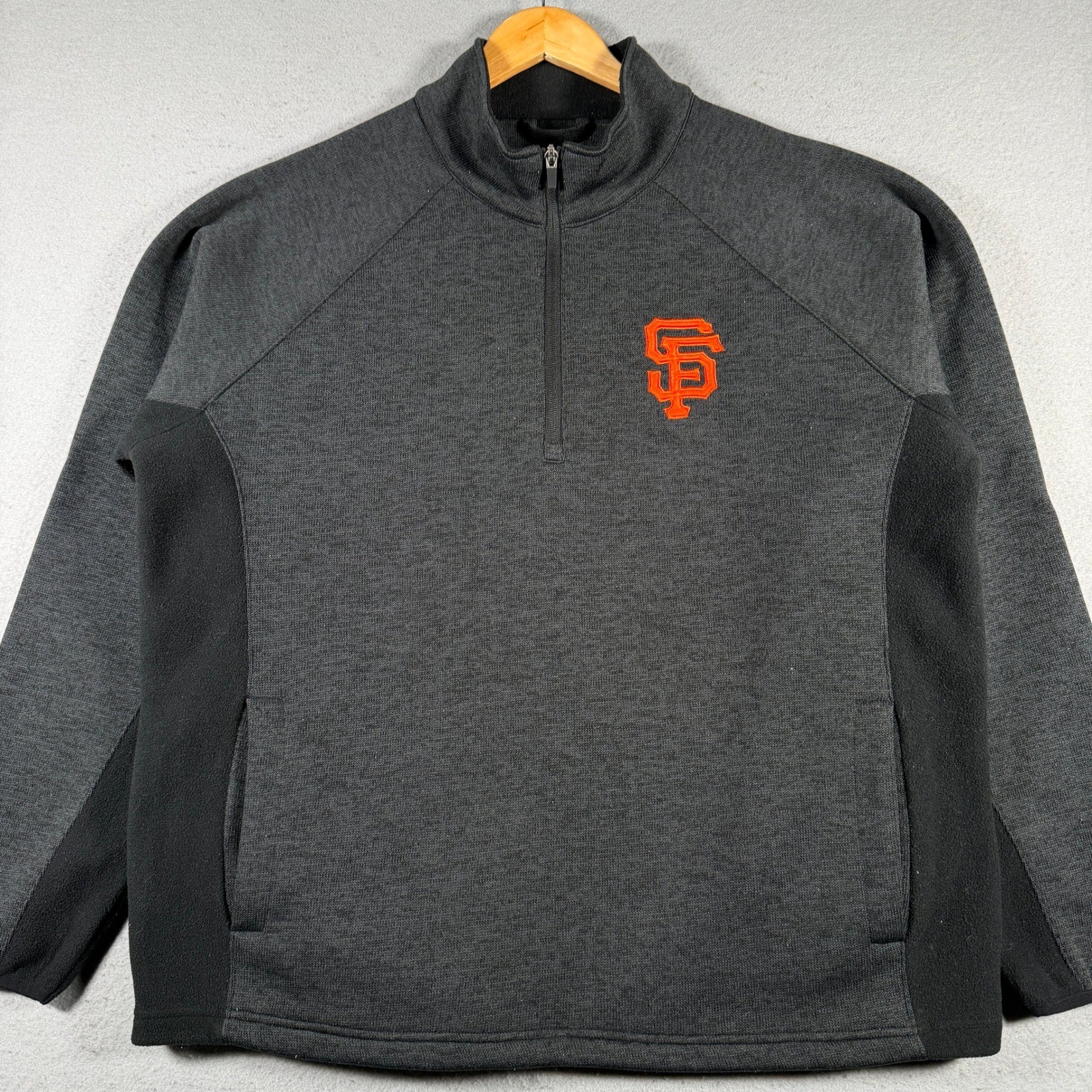 San Francisco Giants Mens XL Quarter Zip Pullover Gray Orange MLB Baseball gallery