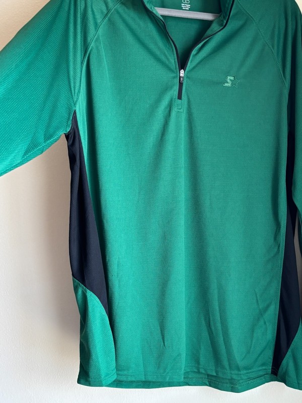 Starter Dri-Star 1/4 Zip Green Pullover Shirt Adult Size Large Lightweight gallery