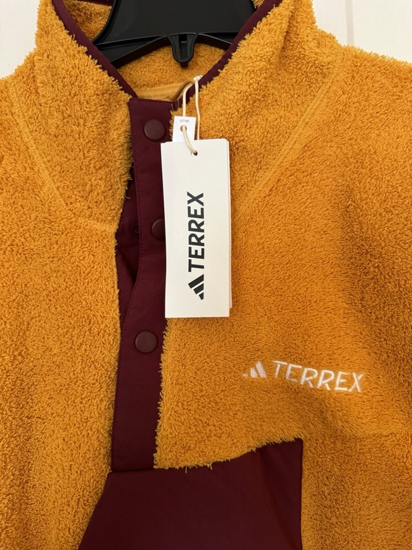 adidas Men’s Large Terrex XPloric High Pile Snap Fleece Pullover Yellow IB1138 gallery
