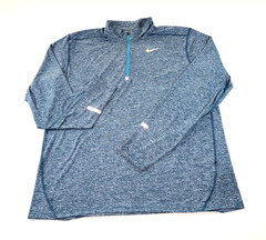 Men’s Nike Running Dri Fit Size XXL Blue 1/4 Zip Long Sleeve Shirt w/ Reflectors