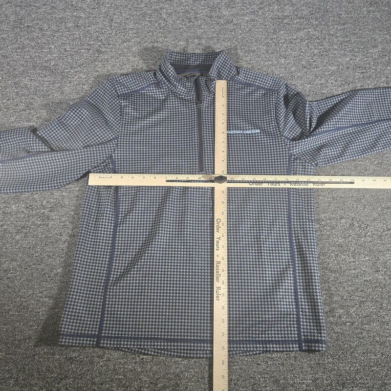 Vineyard Vines Jim Nantz Pullover Mens Medium Blue Houndstooth 1/4 Zip gallery